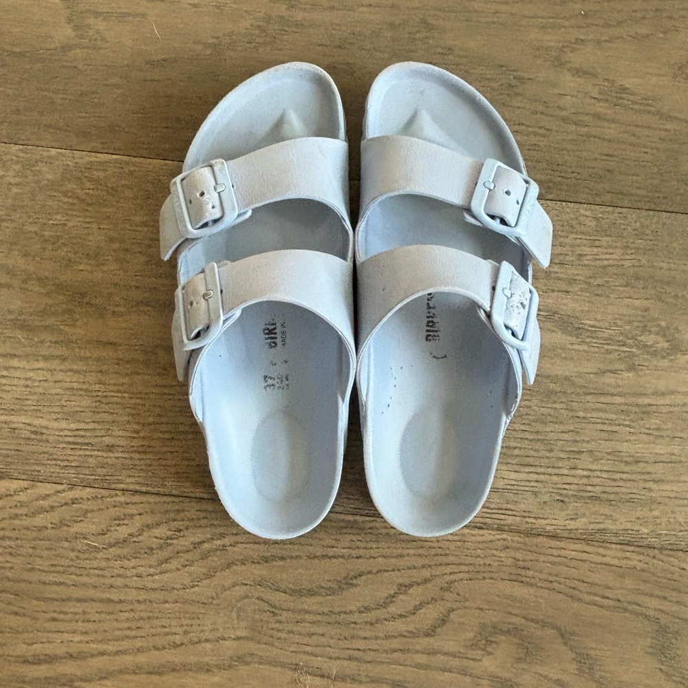 Birkenstocks purple and plastic